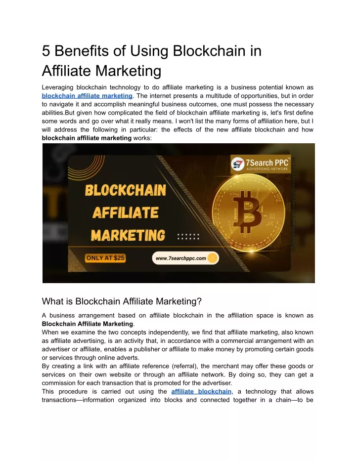 5 benefits of using blockchain in affiliate