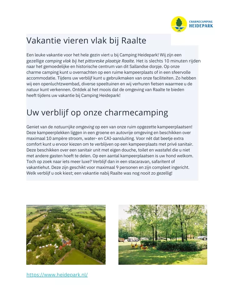 vakantie vieren vlak bij raalte