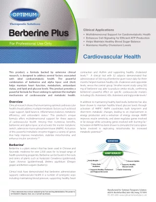 Berberine Plus by OTS Enhancing Cardiovascular and Metabolic Health