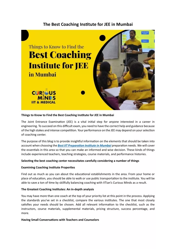 the best coaching institute for jee in mumbai