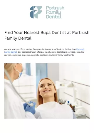 Find Your Nearest Bupa Dentist at Portrush Family Dental