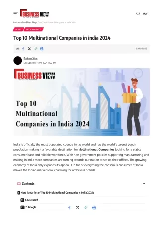 Top 10 Multinational Companies in india 2024