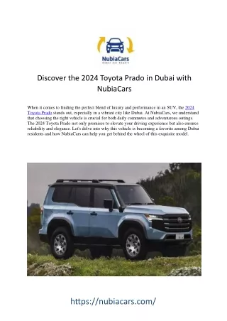 2024 Toyota Prado: The Ultimate SUV Experience in Dubai