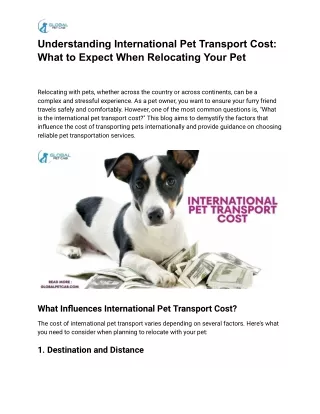 Understanding International Pet Transport Cost_ What to Expect When Relocating Your Pet