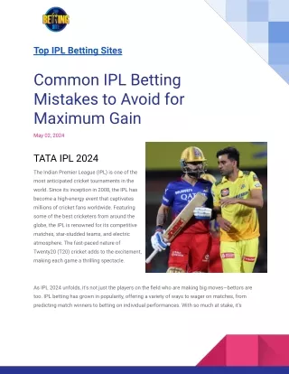 Common IPL Betting Mistakes to Avoid for Maximum Gain