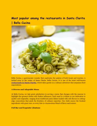 Most popular among the restaurants in Santa Clarita  Bella Cucina