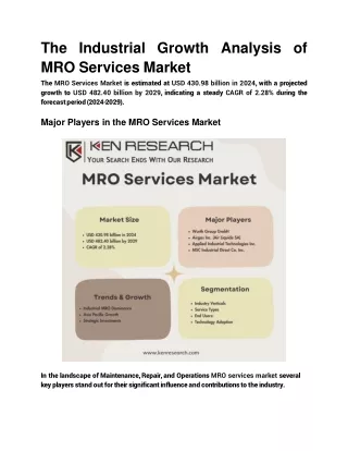 The Industrial Growth Analysis of MRO Services Market
