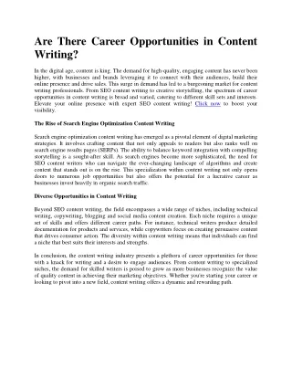 Are There Career Opportunities in Content Writing?
