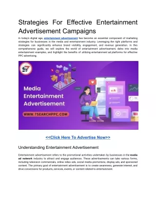 Strategies For Effective Entertainment Advertisement Campaigns