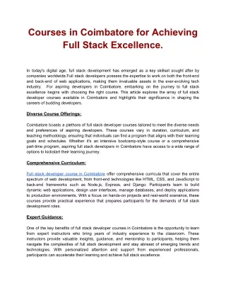 courses in coimbatore for achieving full stack