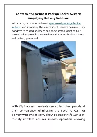 Convenient Apartment Package Locker System: Simplifying Delivery Solutions