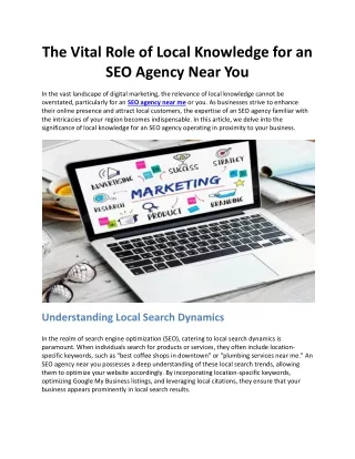 The Vital Role of Local Knowledge for an SEO Agency Near You