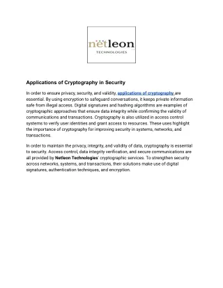 Applications of Cryptography in Security