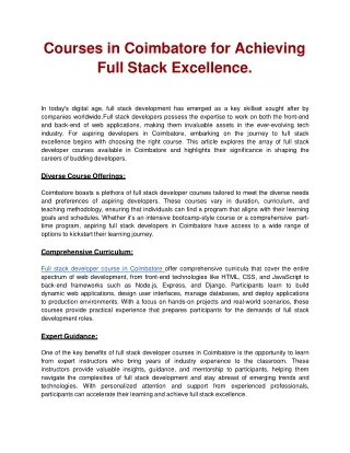 courses in coimbatore for achieving full stack excellence