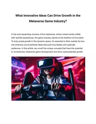 Cutting-Edge Metaverse Game Development Solutions for Immersive Experiences