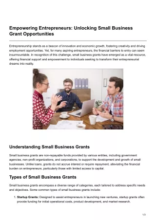 Empowering Entrepreneurs Unlocking Small Business Grant Opportunities