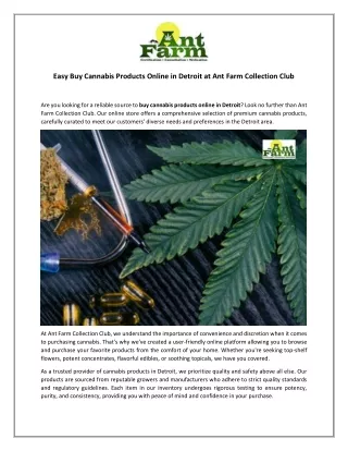 Easy Buy Cannabis Products Online in Detroit at Ant Farm Collection Club