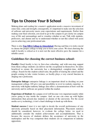 Tips to Choose Your B School-Skips