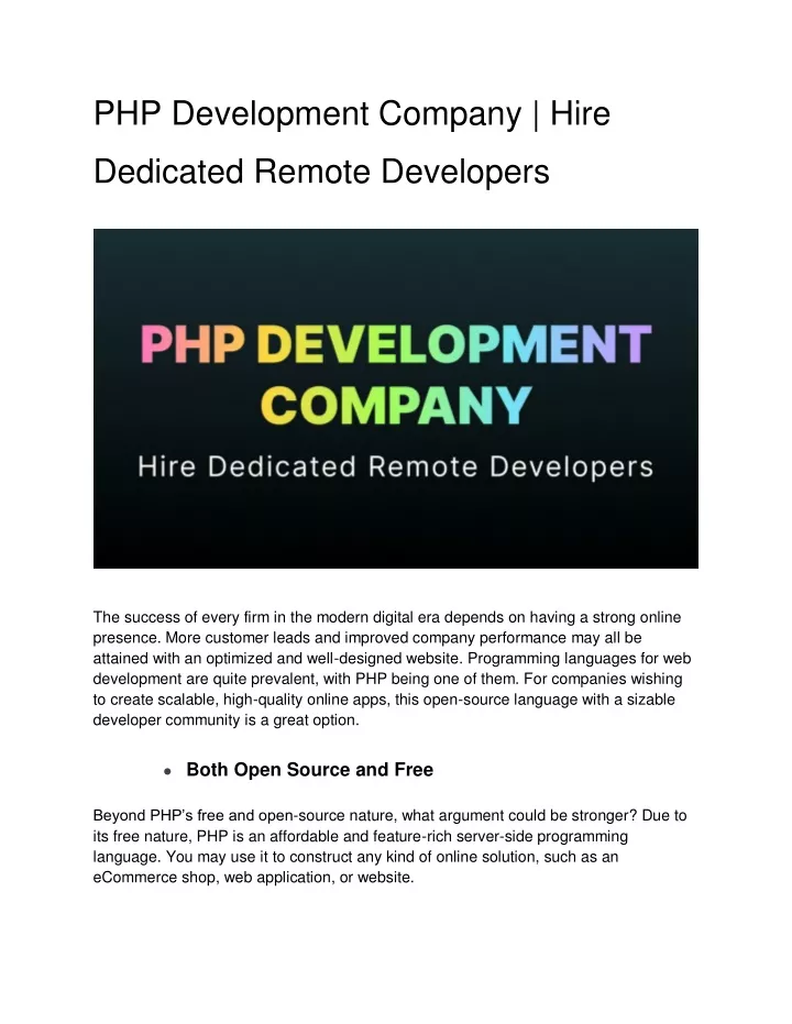 php development company hire