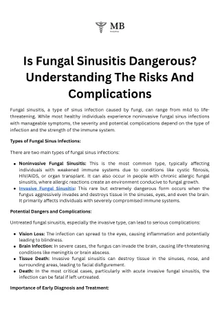 Is Fungal Sinusitis Dangerous Understanding the Risks and Complications