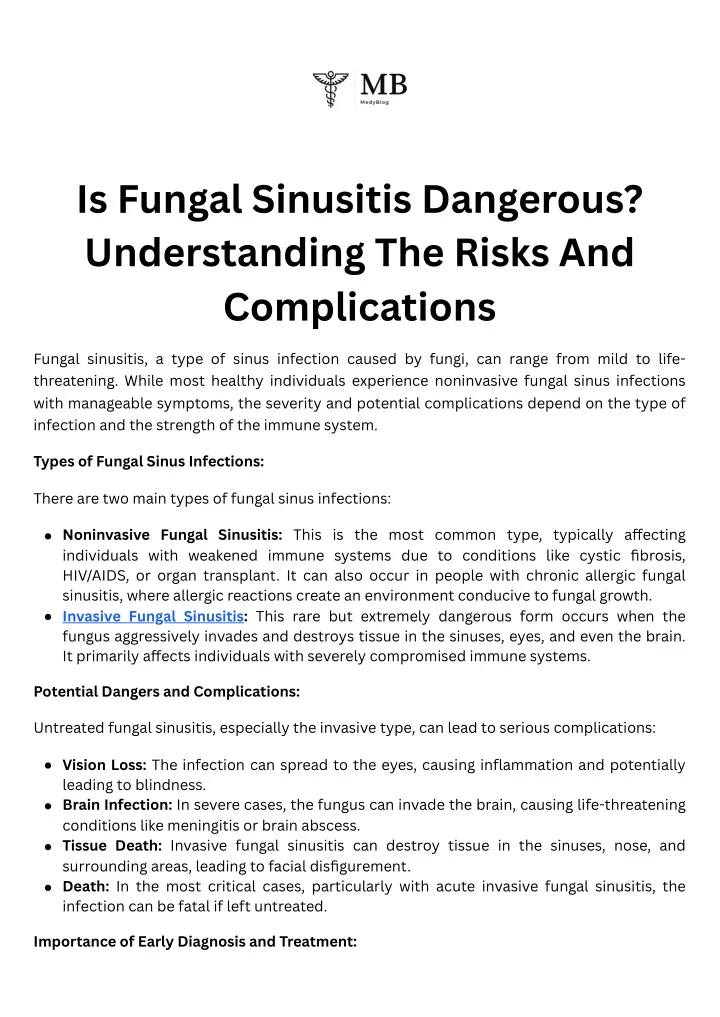 is fungal sinusitis dangerous understanding