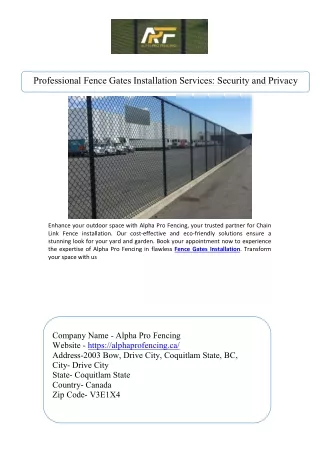 Professional Fence Gates Installation Services Security and Privacy
