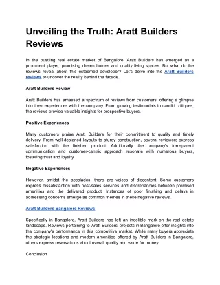 Unveiling the Truth_ Aratt Builders Reviews