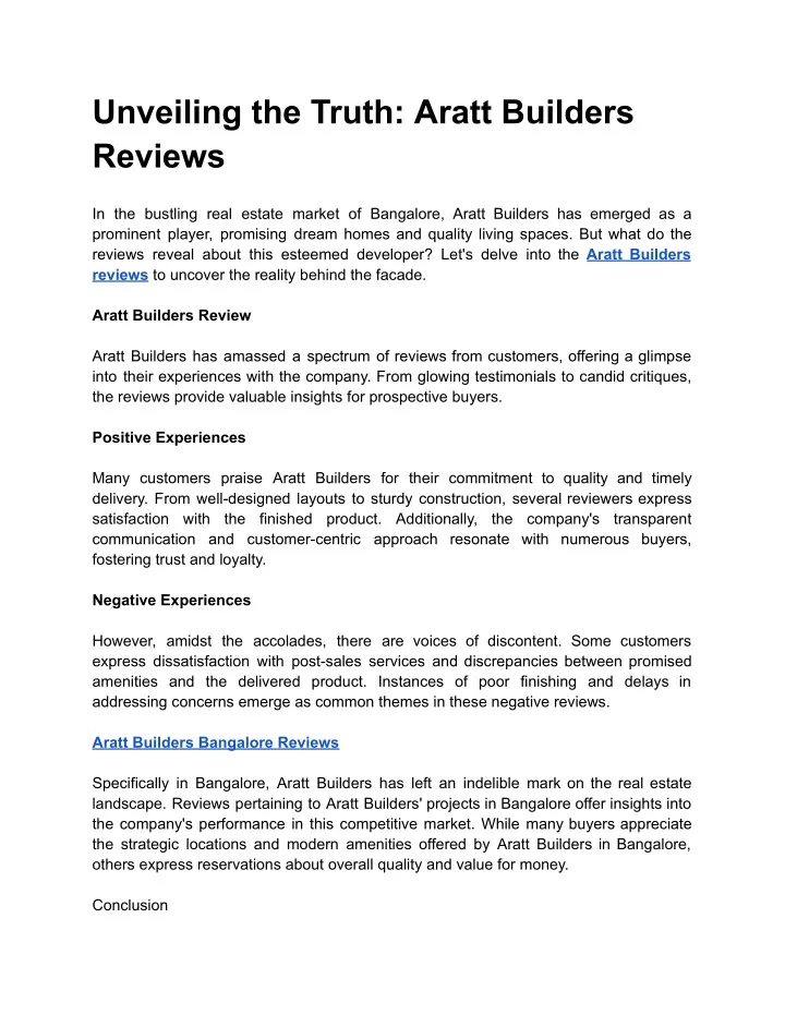 unveiling the truth aratt builders reviews