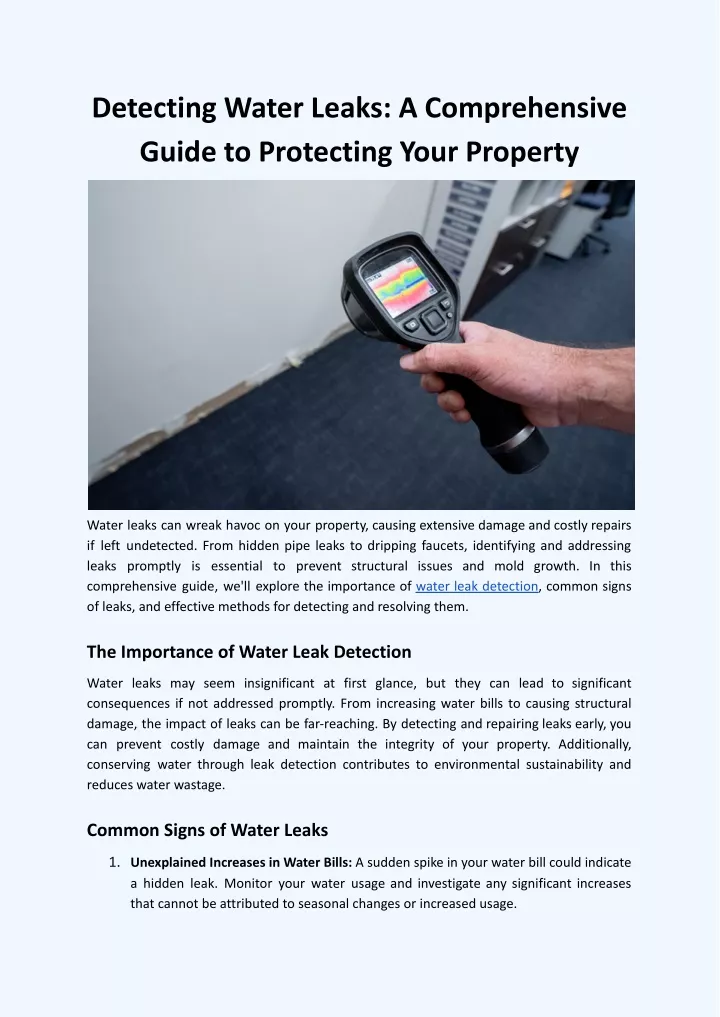 detecting water leaks a comprehensive guide