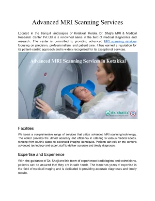 Advanced MRI Scanning Services