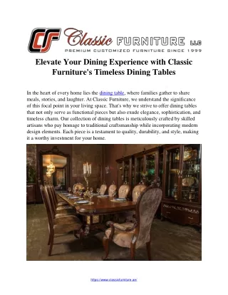 Elevate Your Dining Experience with Classic  Furniture's Timeless Dining Tables