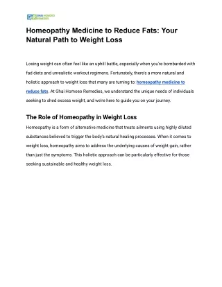 Homeopathy Medicine to Reduce Fats_ Your Natural Path to Weight Loss