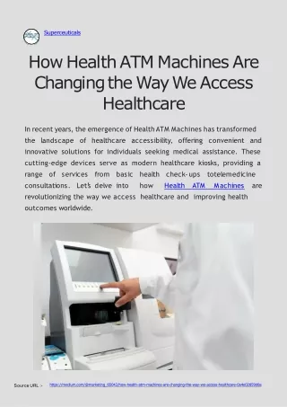 How Health ATM Machines Are Changing the Way We Access Healthcare