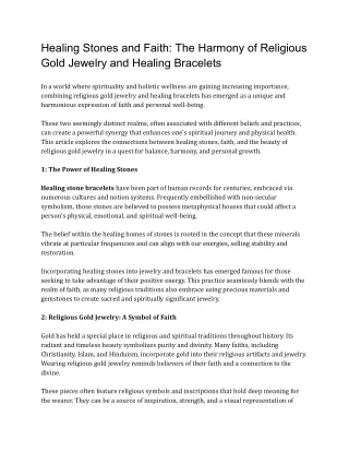 The Harmony of Religious Gold Jewelry and Healing Bracelets