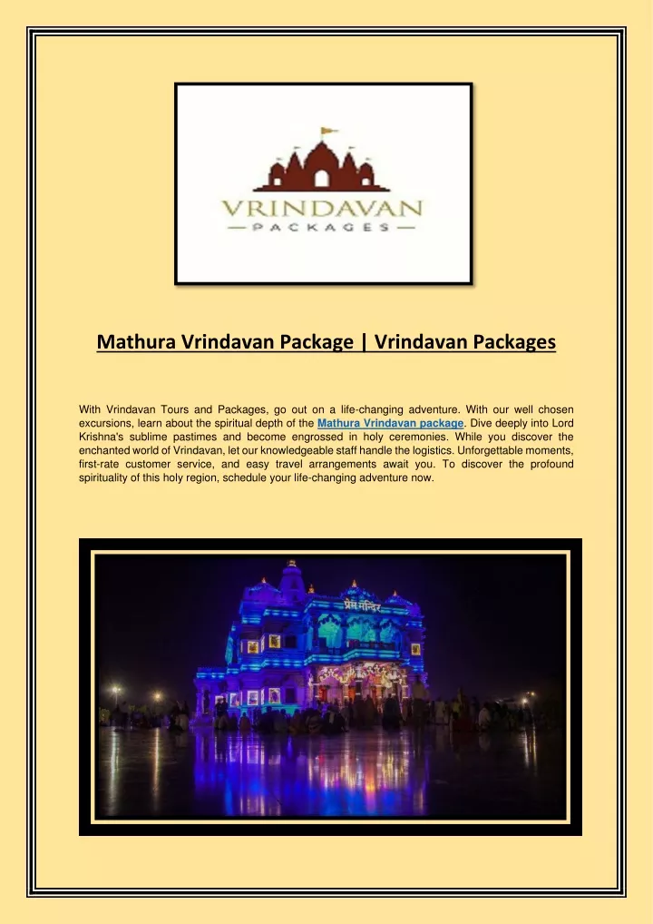 mathura vrindavan package vrindavan packages