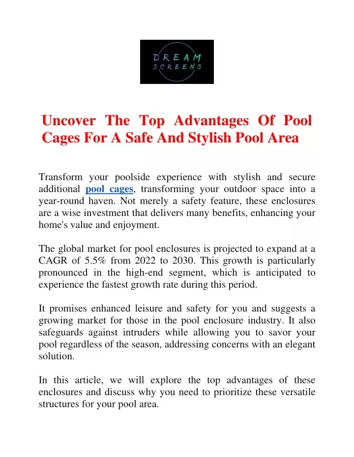 uncover the top advantages of pool cages