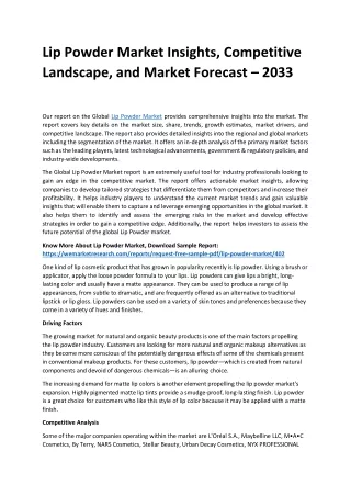 lip powder market insights competitive landscape