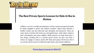 The Best Private Sports Lessons for Kids At Bee in Motion