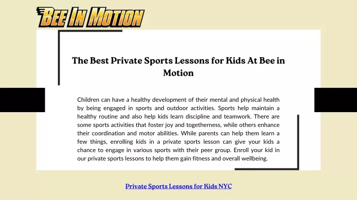 the best private sports lessons for kids