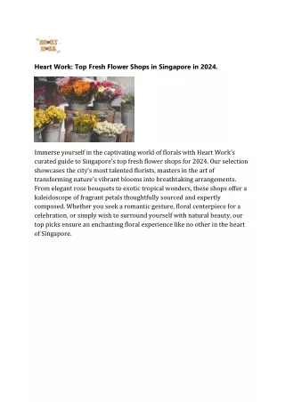 Heart Work Top Fresh Flower Shops in Singapore in 2024.