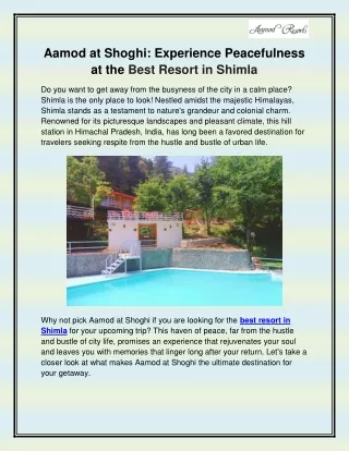 Best resort in Shimla