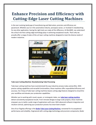 Enhance Precision and Efficiency with Cutting-Edge Laser Cutting Machines