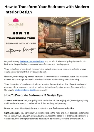 How to Transform Your Bedroom with Modern Interior Design