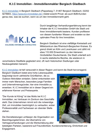 K.I.C Immobilien - Immobilienmakler Bergisch Gladbach