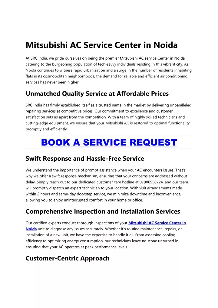 mitsubishi ac service center in noida