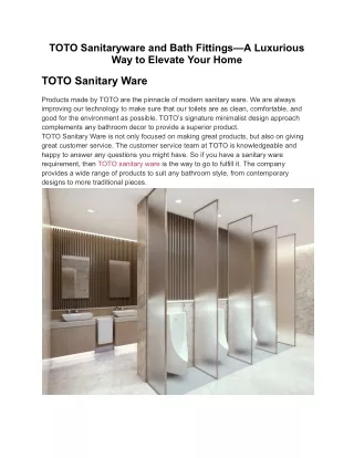 TOTO Sanitaryware and Bath Fittings— At valueline