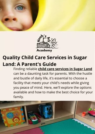 Quality Child Care Services in Sugar Land  Noah's Ark Academy