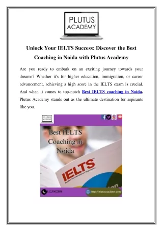 Excel in IELTS: Discover Top-Notch Coaching at Plutus Academy, Noida!