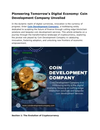 Pioneering Tomorrow's Digital Economy_ Coin Development Company Unveiled