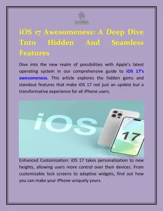 iOS 17 Awesomeness A Deep Dive Tnto Hidden And Seamless Features
